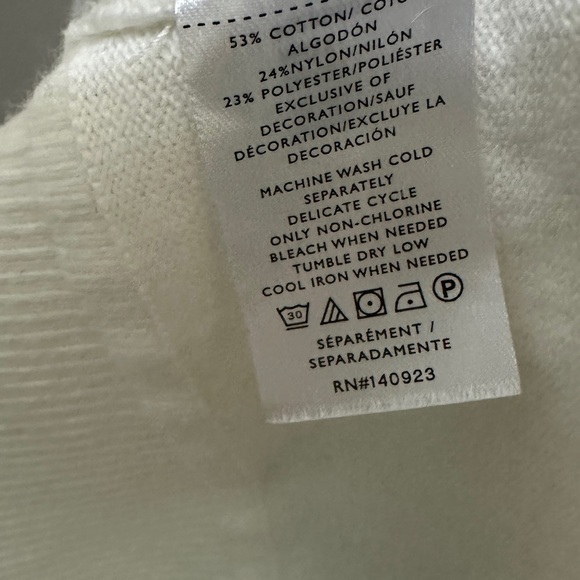 120 LOFT | NWOT White Pullover Sweater with Black Lace Trim (Size M) - Picture 5 of 7